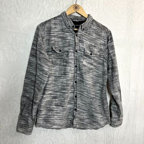 Ocean Current Marled Gray Button Down Shirt - Picture 1 of 5